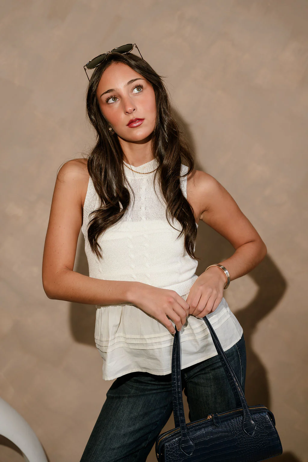 Anya Cream Peplum Tank Top - Image 3