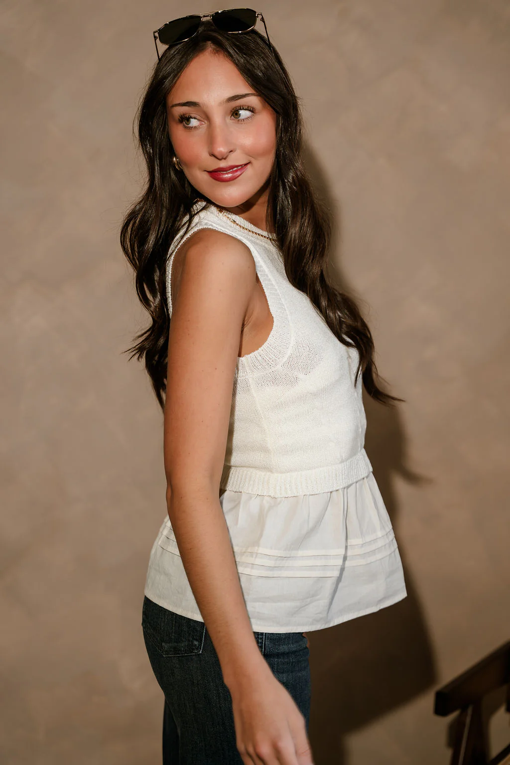 Anya Cream Peplum Tank Top - Image 4