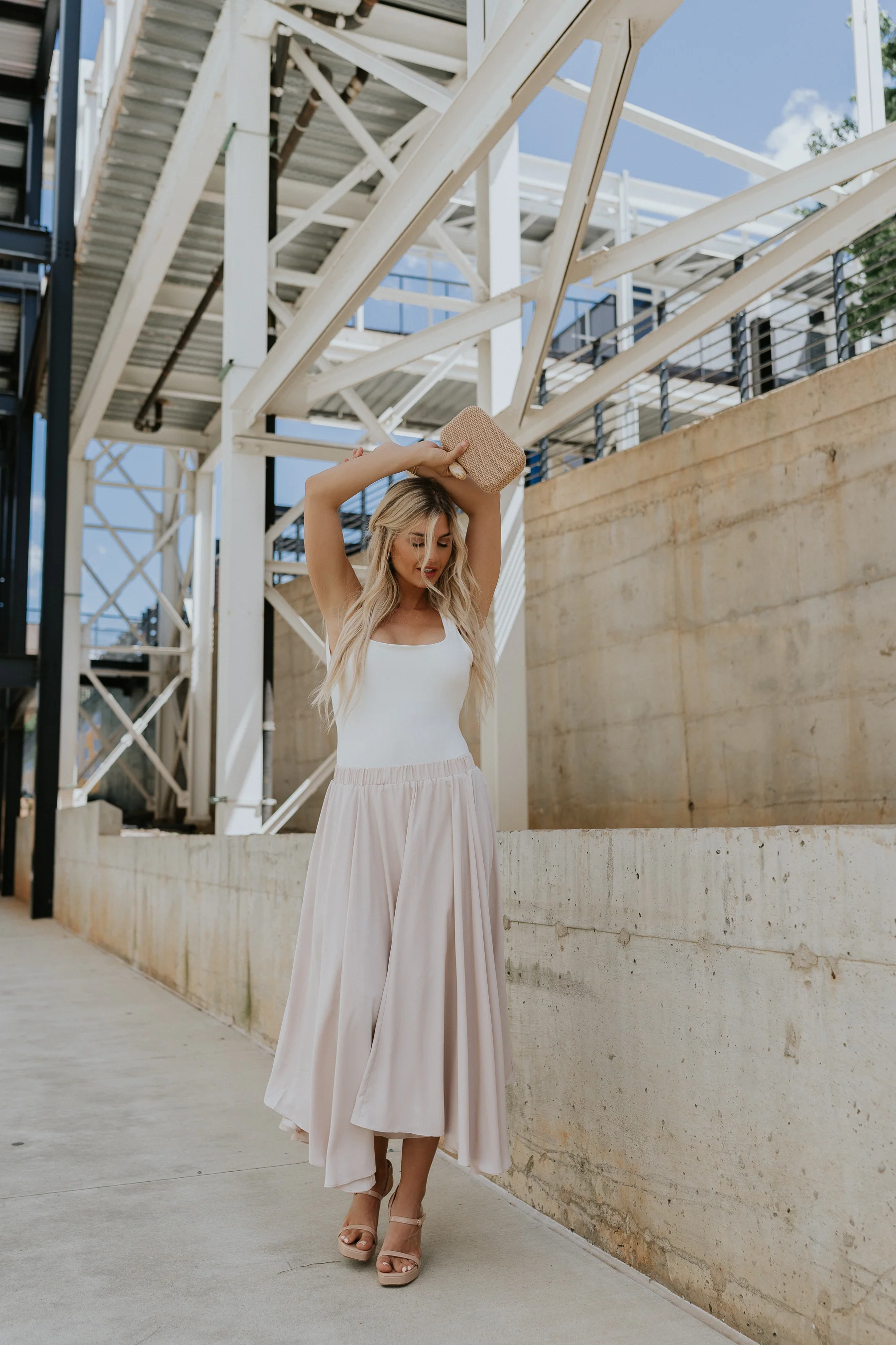 April Taupe Midi Skirt
