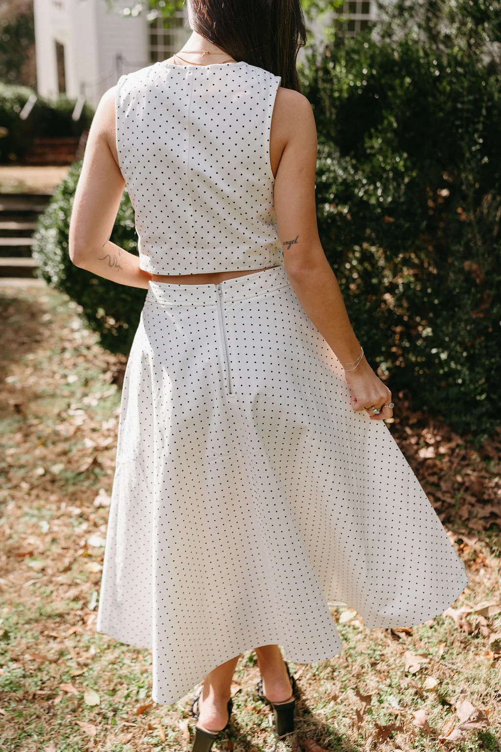 Arabella White & Black Polka Dot Midi Skirt - Image 4