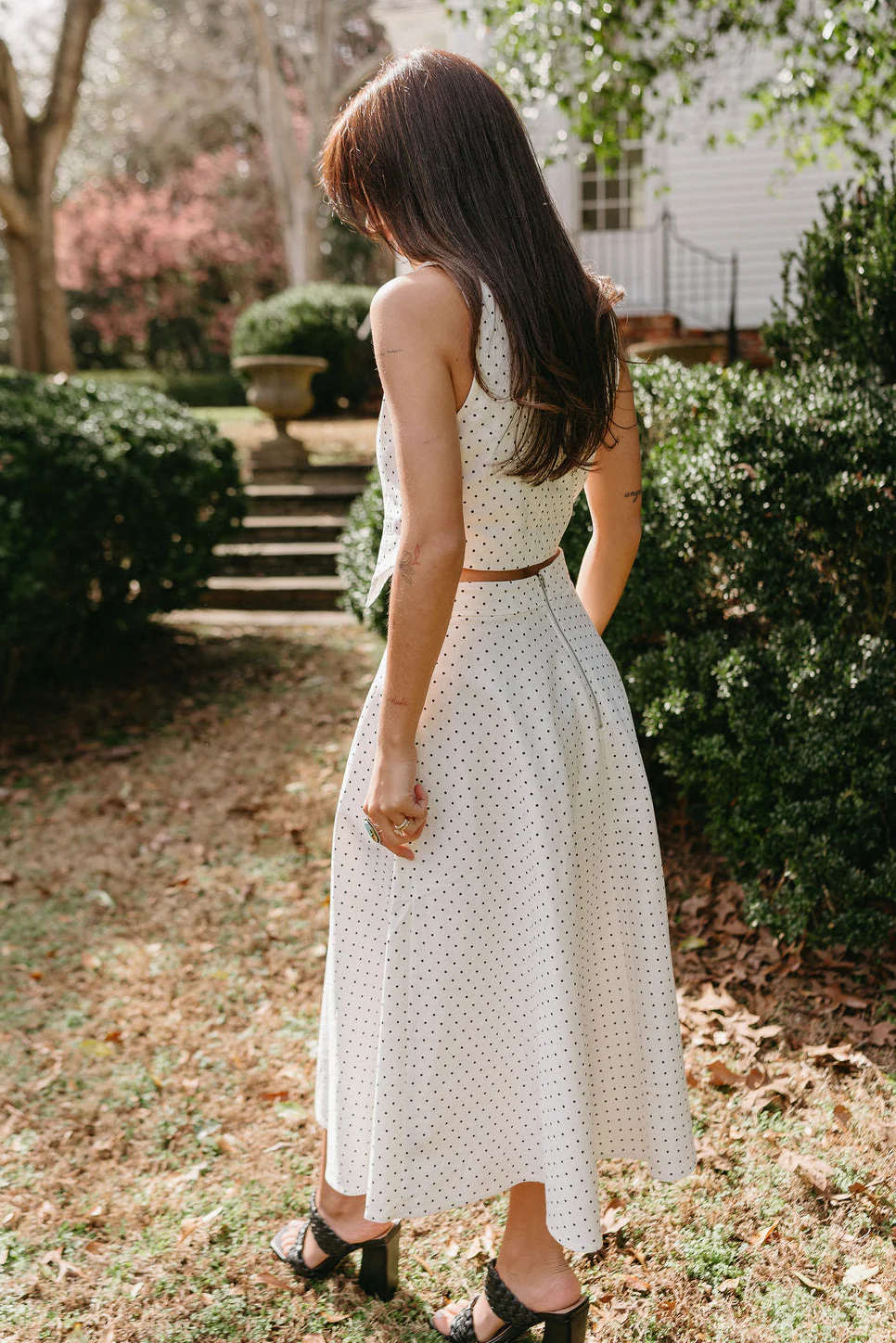 Arabella White & Black Polka Dot Midi Skirt - Image 7