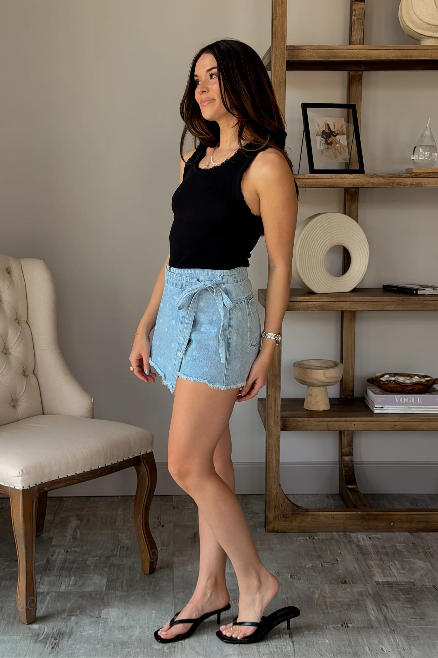 Arden Black Lace Trim Tank Top - Image 4