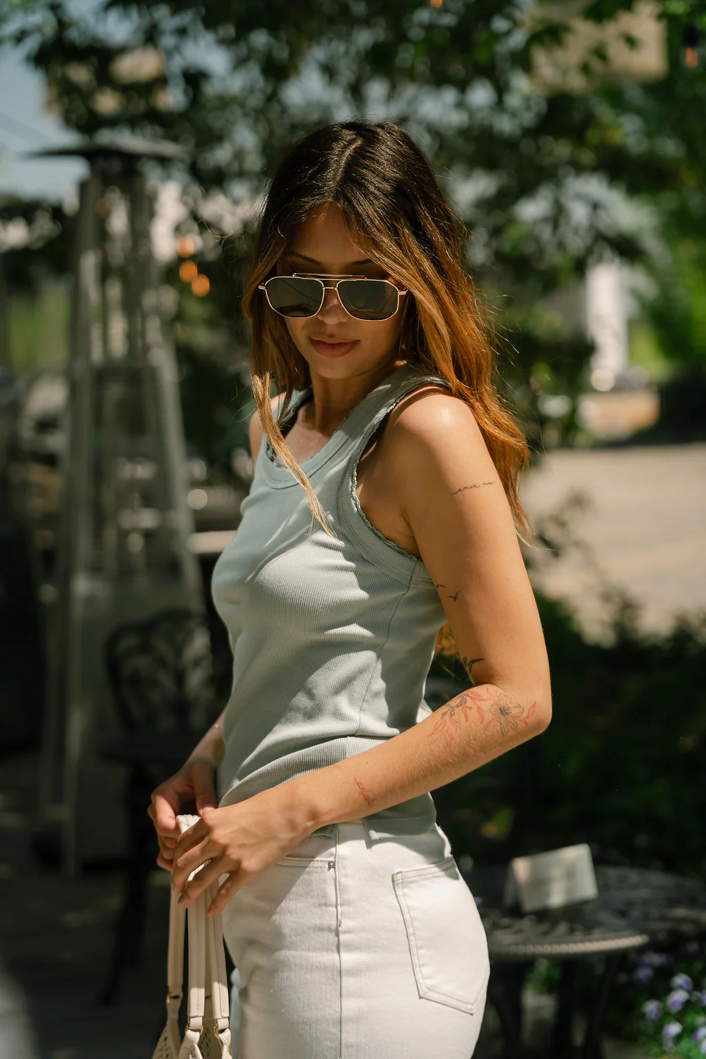 Arden Sage Lace Trim Tank Top - Image 3