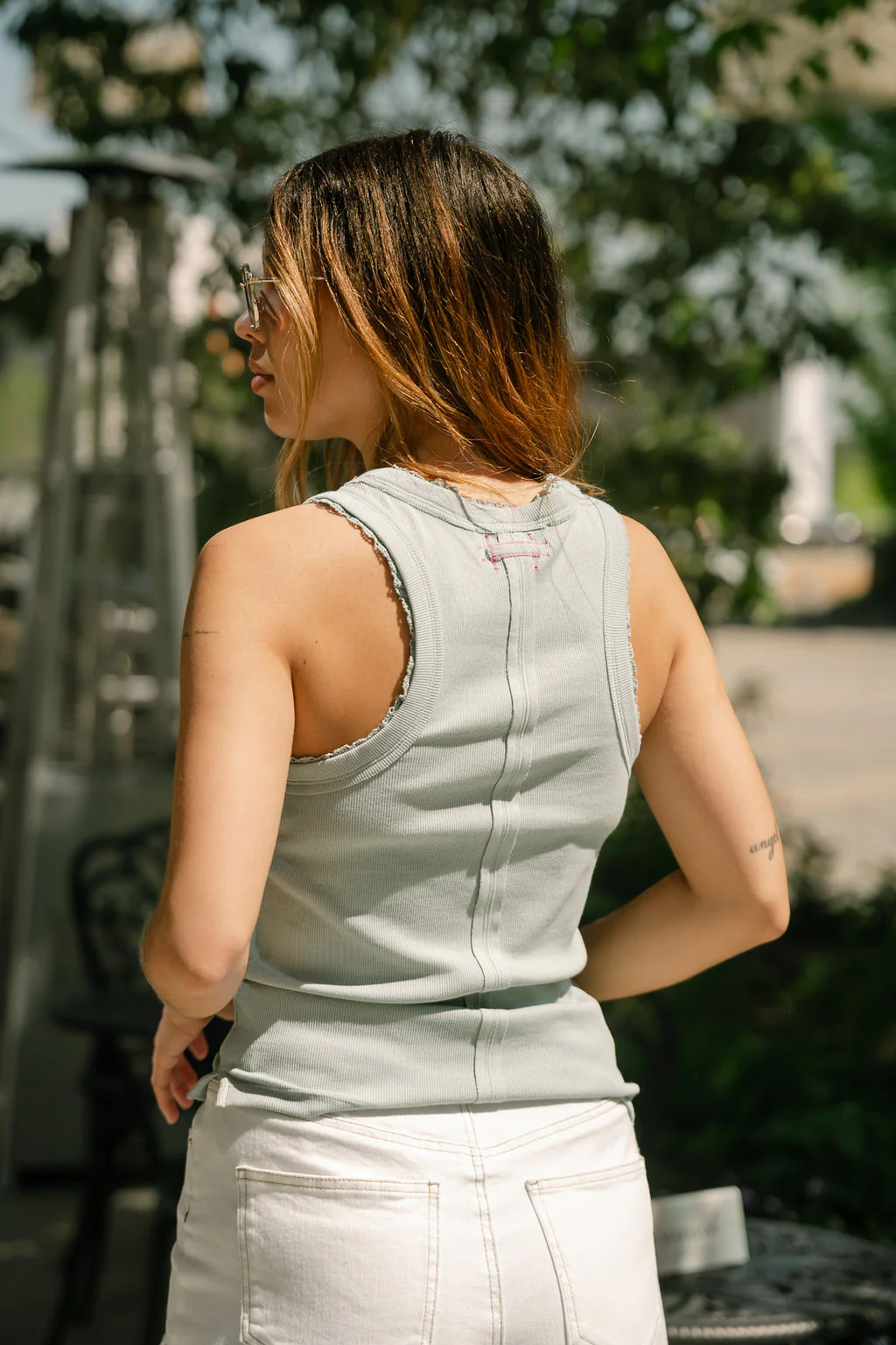 Arden Sage Lace Trim Tank Top - Image 4