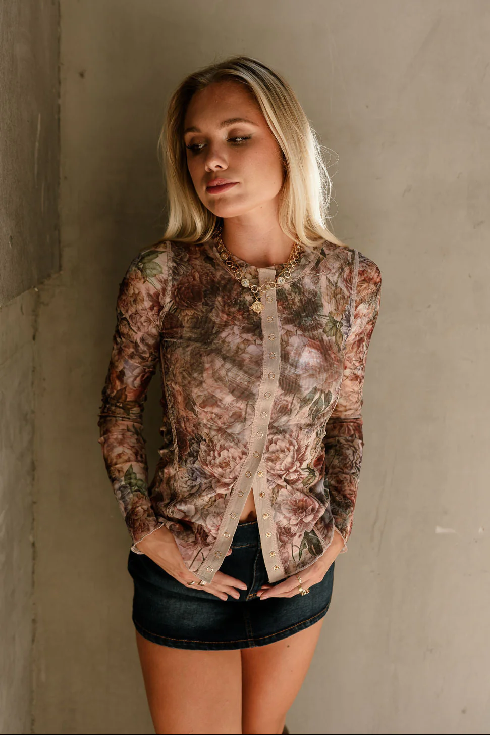 Ari Brown Multi Floral Mesh Top - Image 2