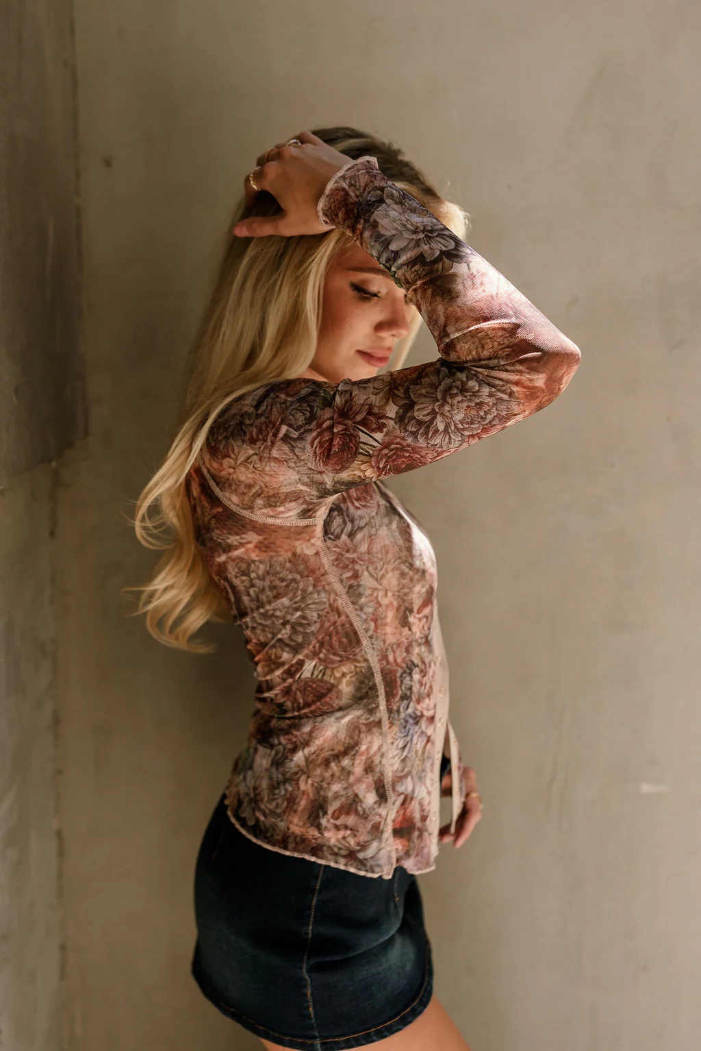 Ari Brown Multi Floral Mesh Top - Image 3
