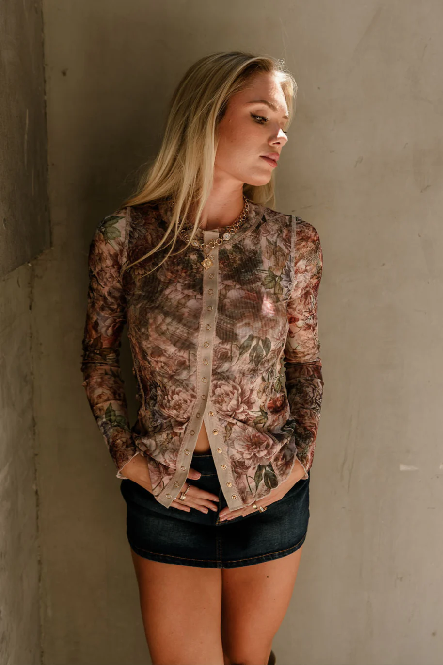 Ari Brown Multi Floral Mesh Top - Image 5