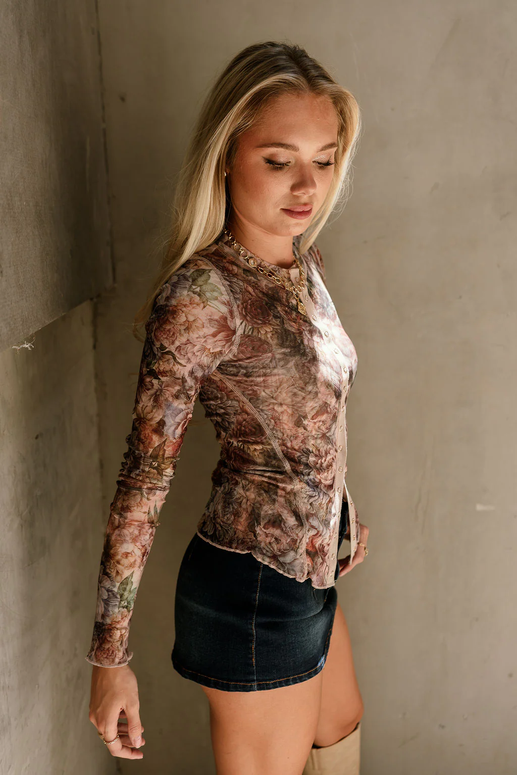 Ari Brown Multi Floral Mesh Top - Image 6