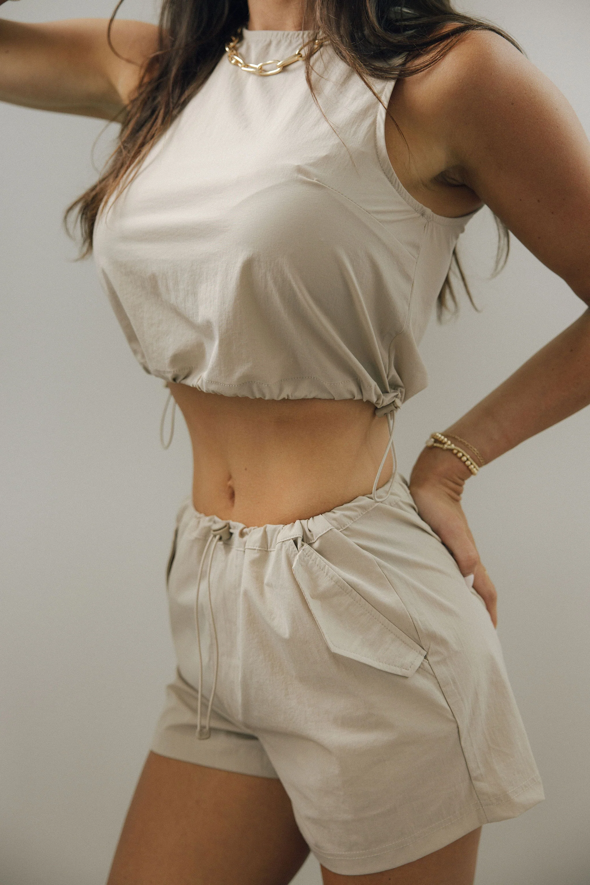 Ari Light Taupe Cropped Sleeveless Top - Image 6