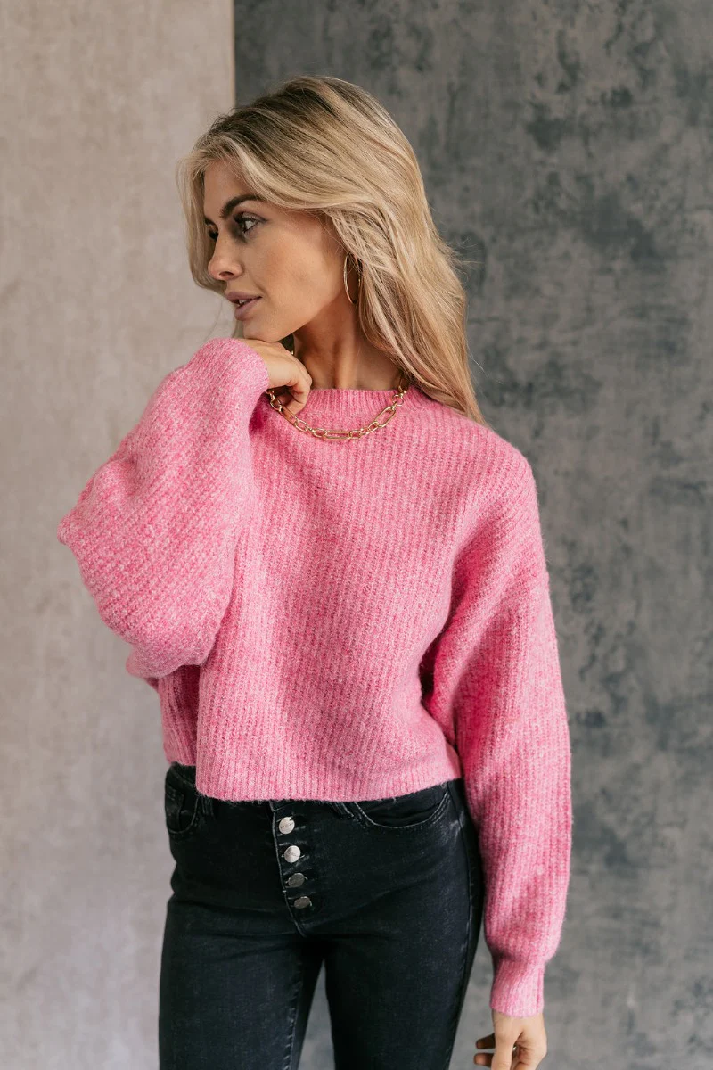 Ari Pink Cropped Sweater - Image 3