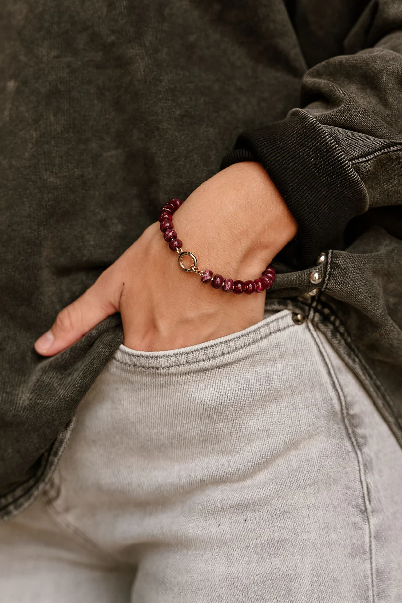 Aria Burgundy Beaded Bracelet