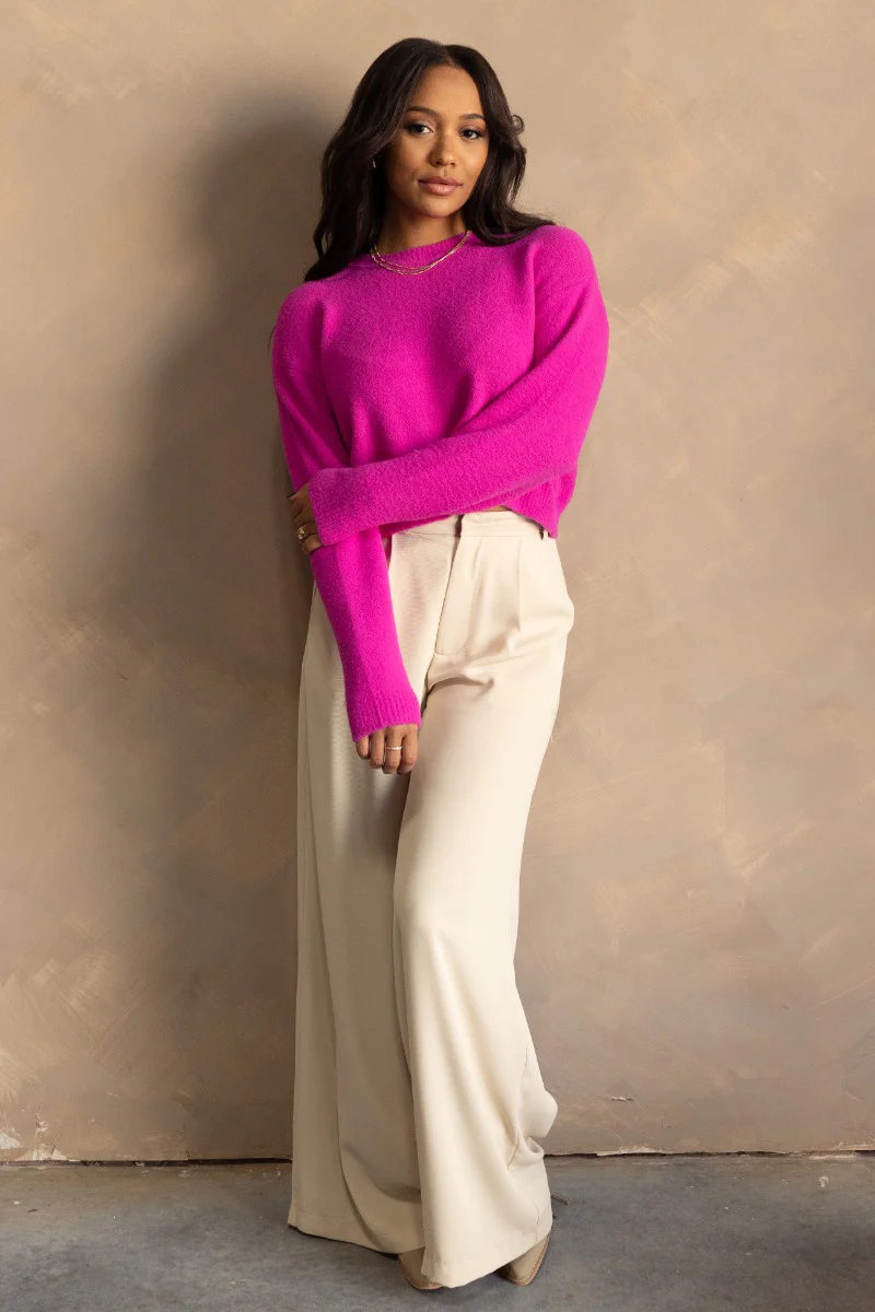 Aria Fuchsia Long Sleeve Sweater - Image 2