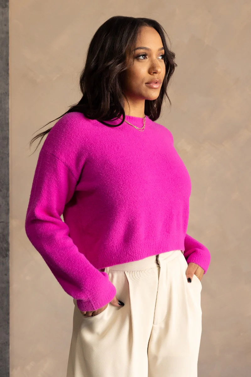 Aria Fuchsia Long Sleeve Sweater - Image 5