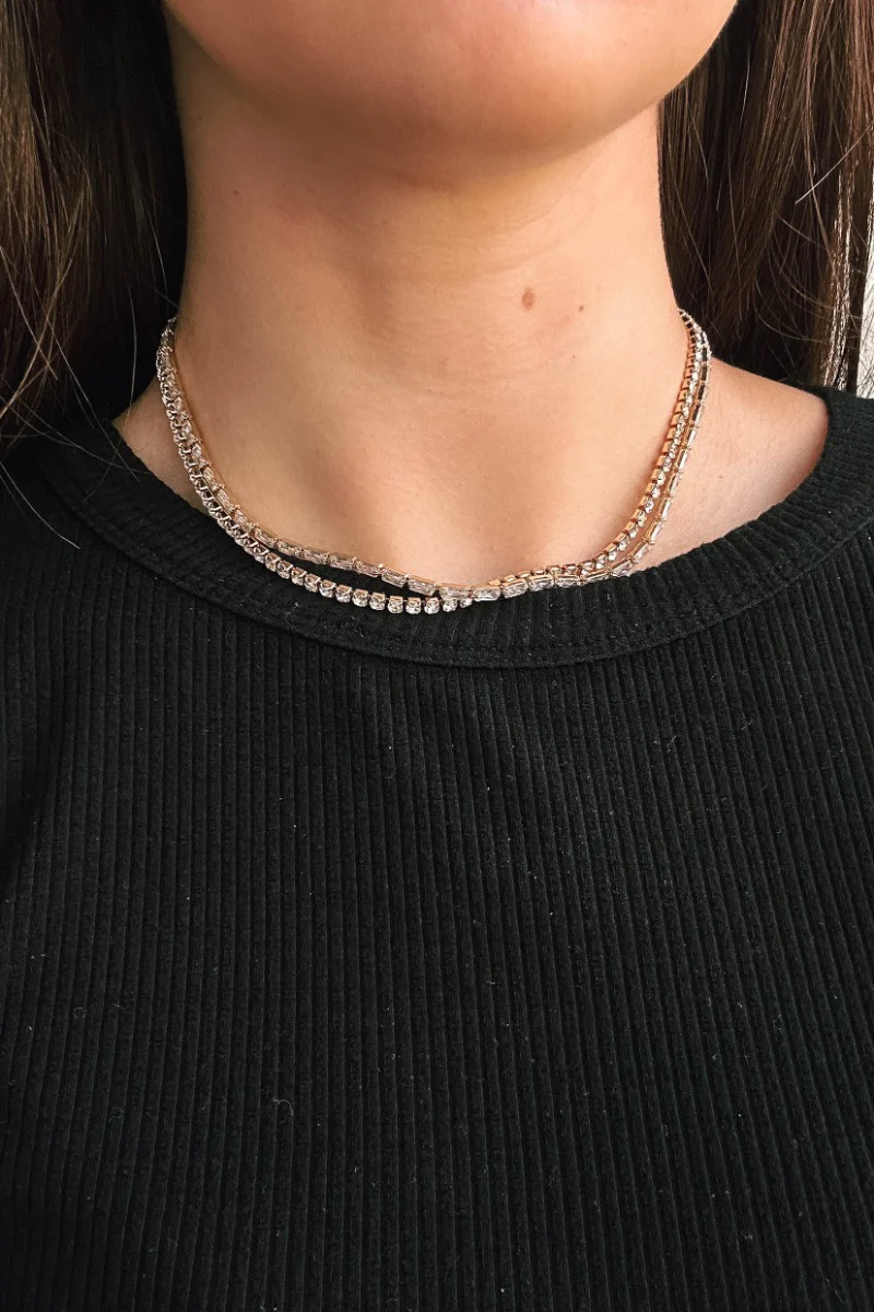 Aria Rhinestone Layered Necklace