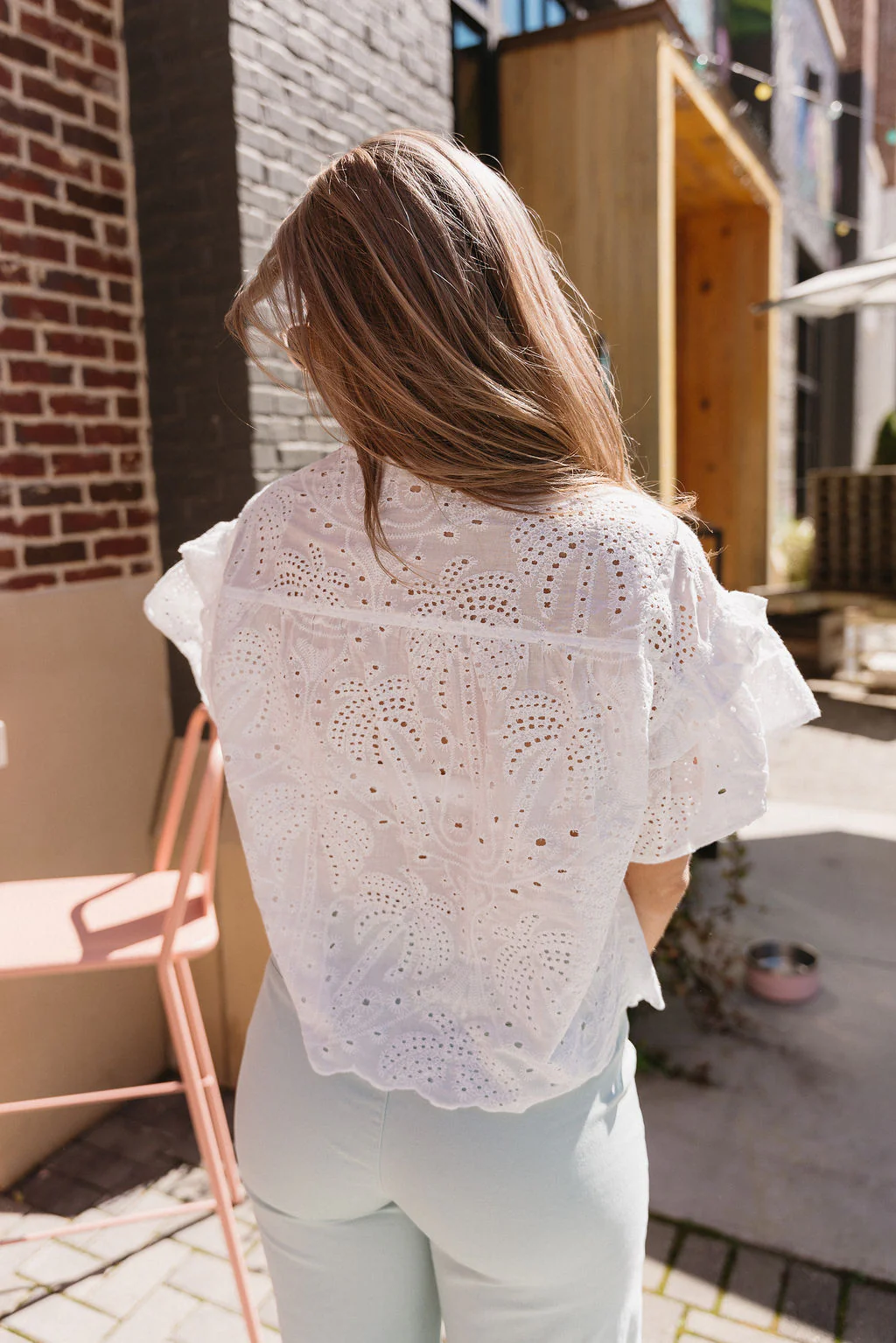 Aria White Eyelet Front Ties Top - Image 8