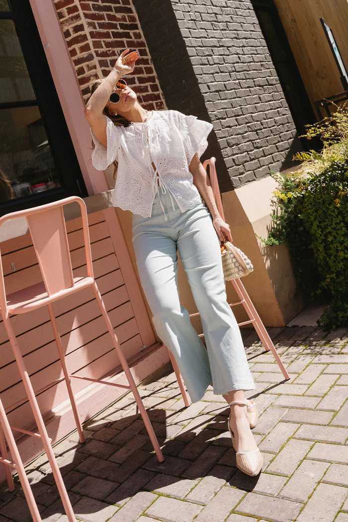 Aria White Eyelet Front Ties Top - Image 9