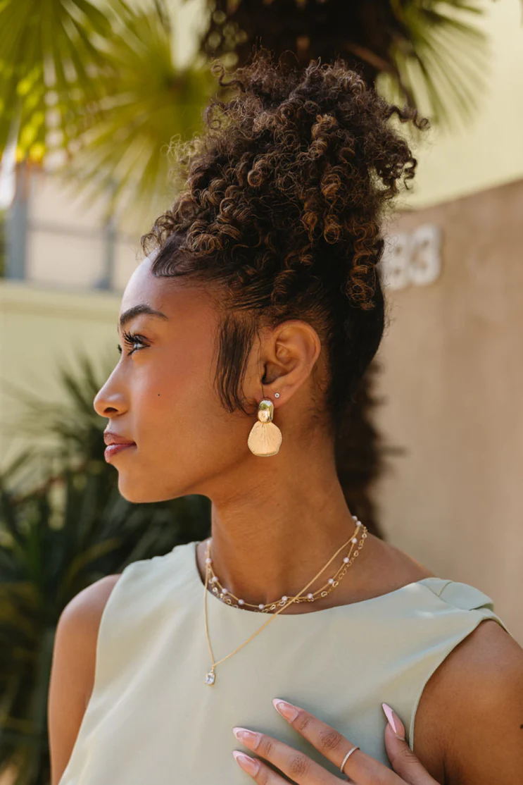 Ariel Gold Dipped Petal Earrings - Image 2