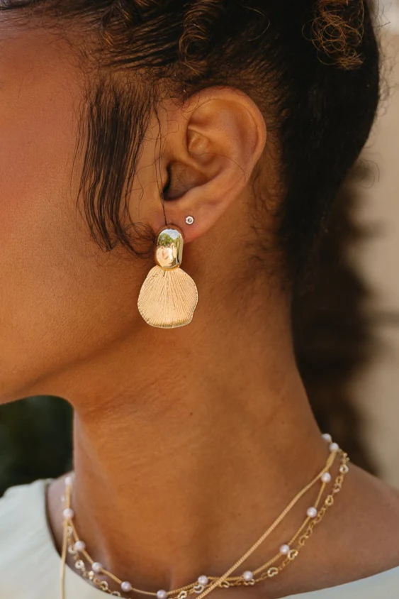 Ariel Gold Dipped Petal Earrings - Image 3