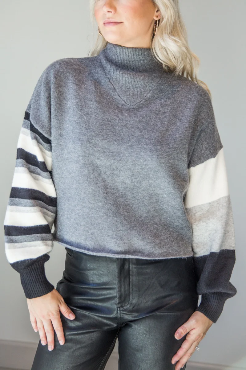 Arielle Grey Multi Long Sleeve Sweater - Image 2