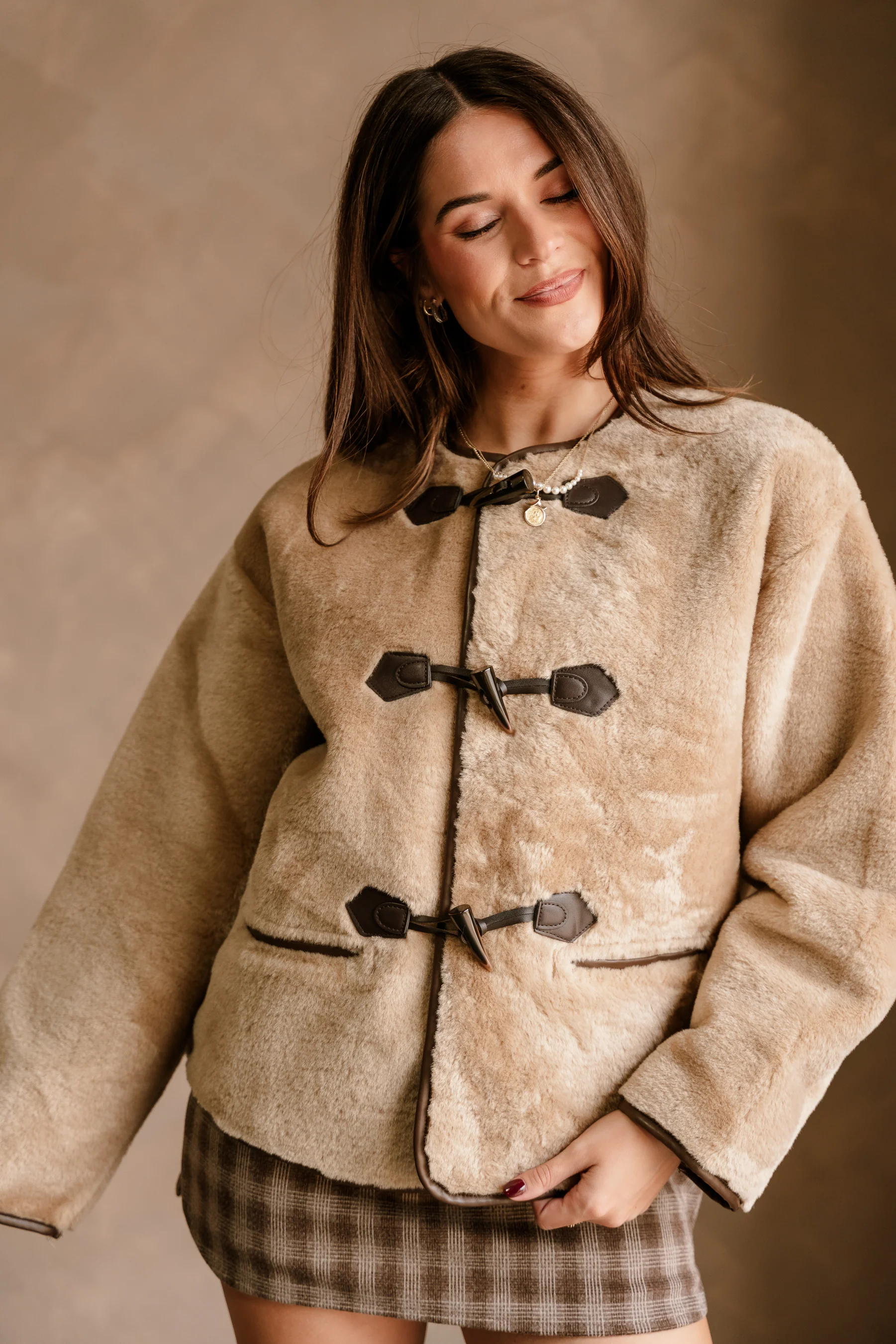 Ariyah Brown & Tan Faux Fur Jacket - Image 6