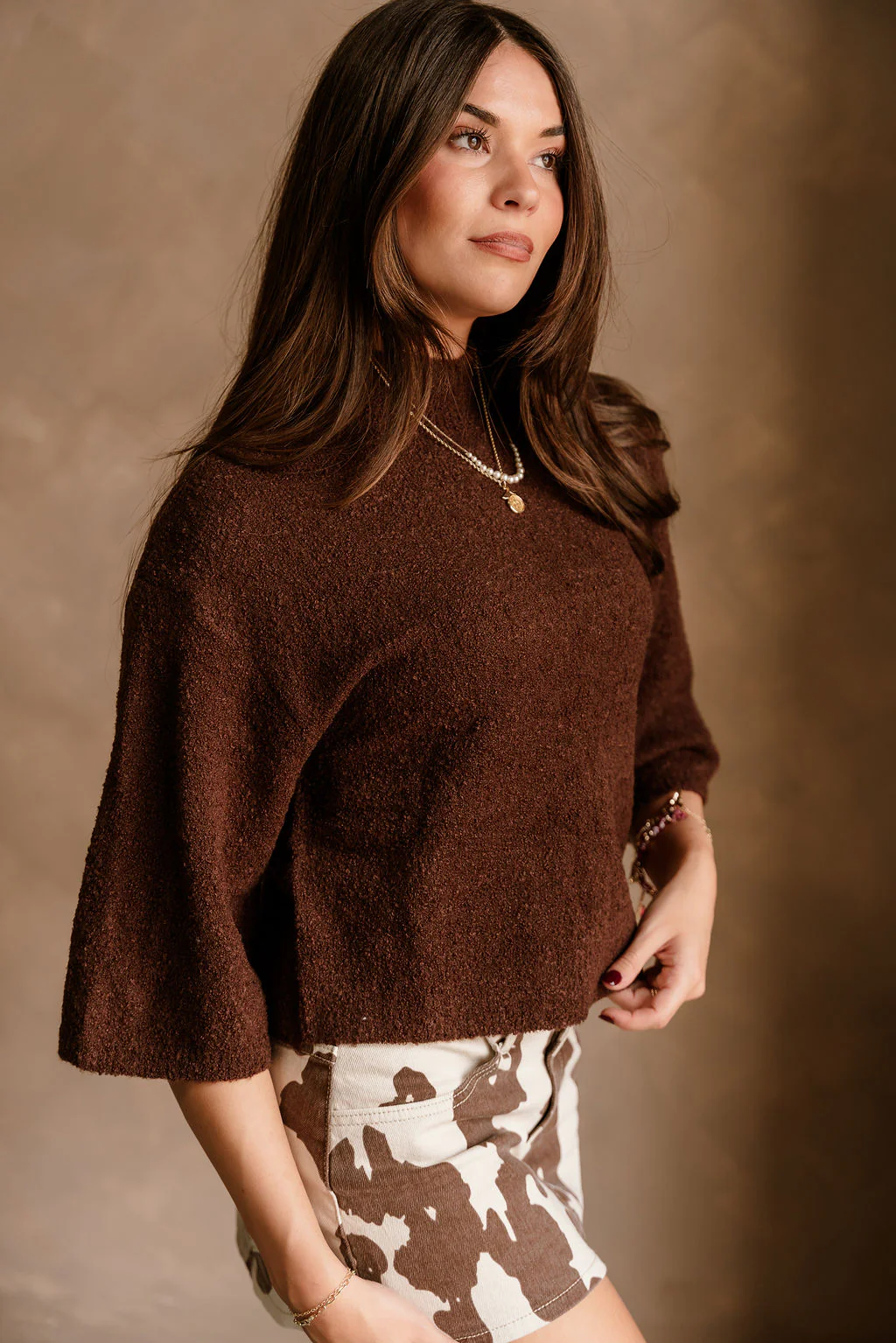 Arya Brown High Neck Sweater - Image 3
