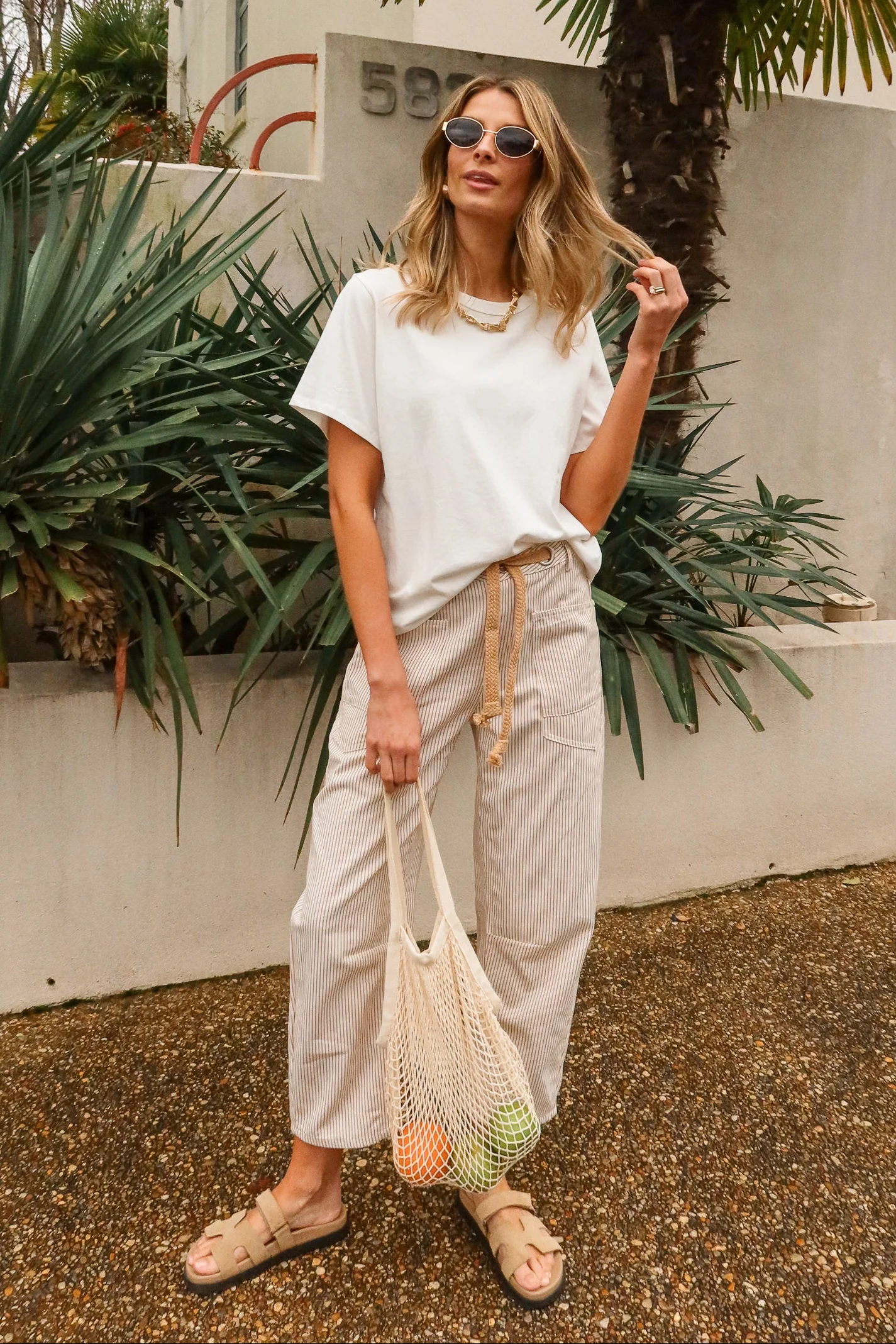Arya Cream & Taupe Stripe Pants - Image 6