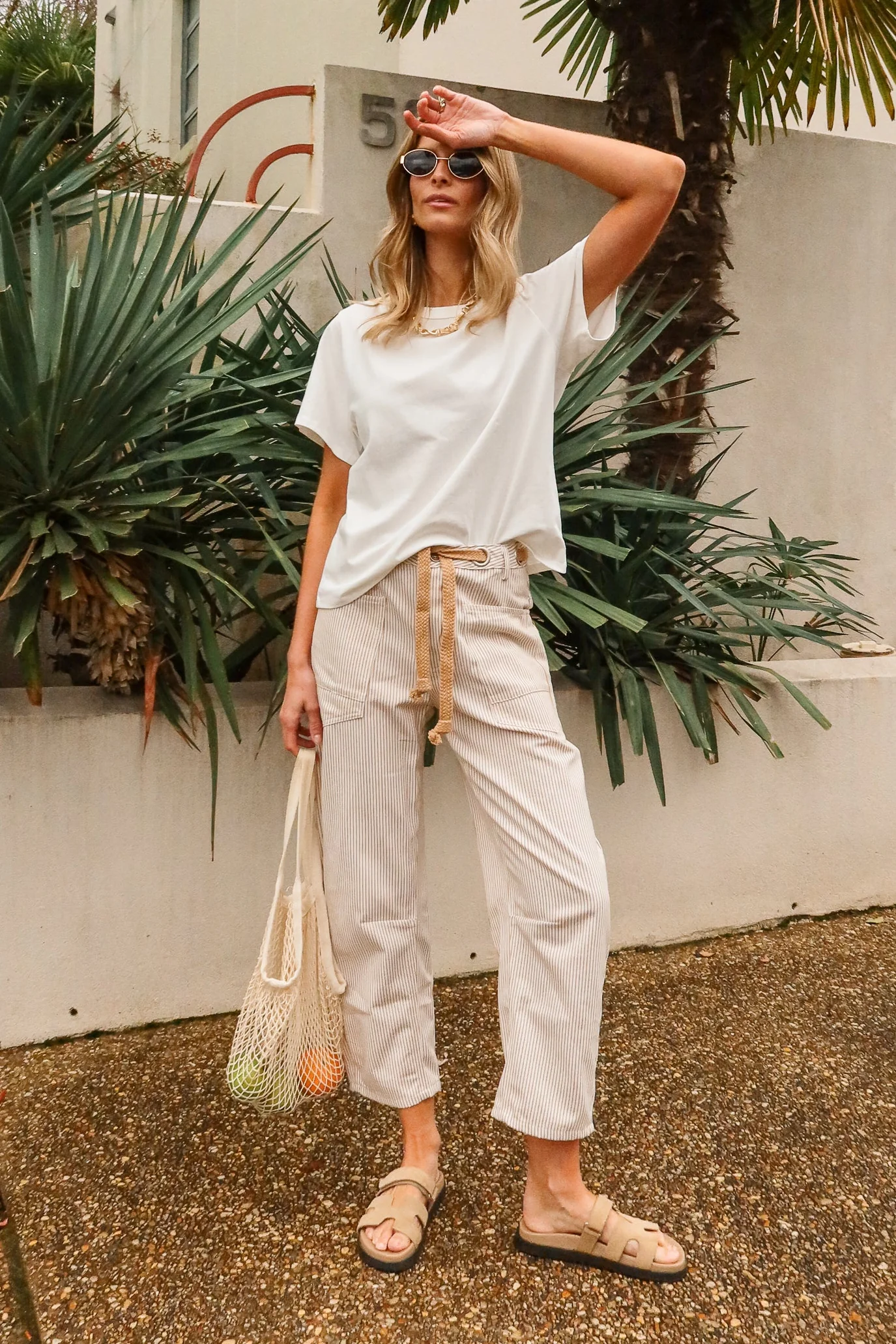 Arya Cream & Taupe Stripe Pants - Image 7