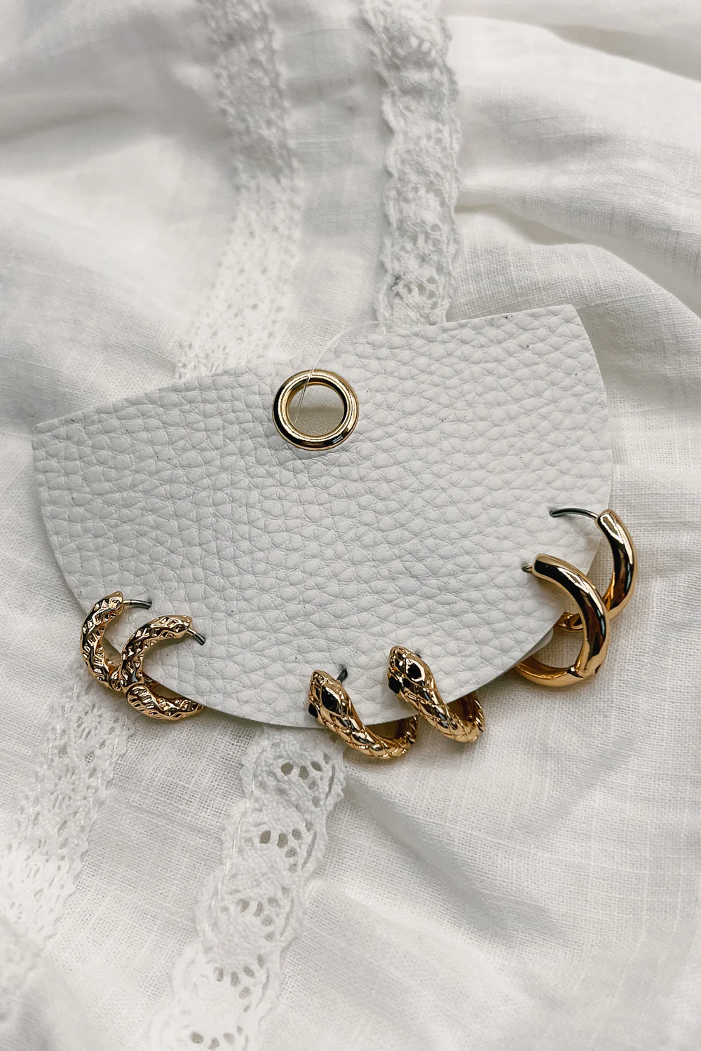 Arya Gold & Black Hoop Earring Set