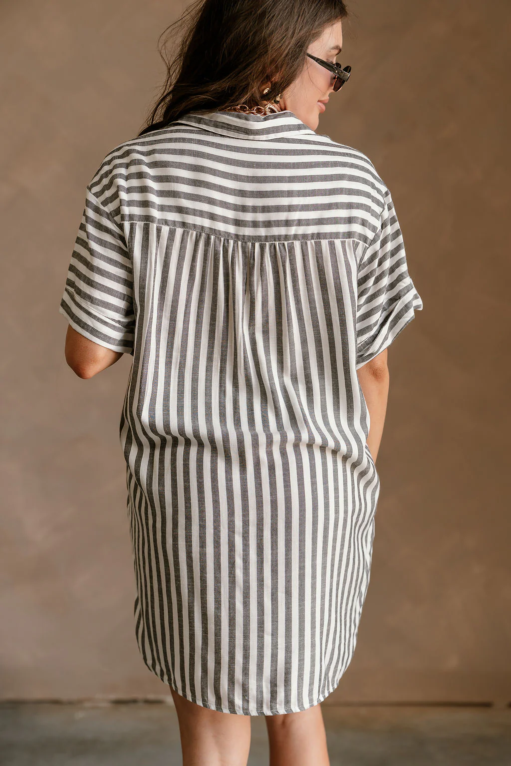Arya White & Black Stripe Mini Dress - Image 7