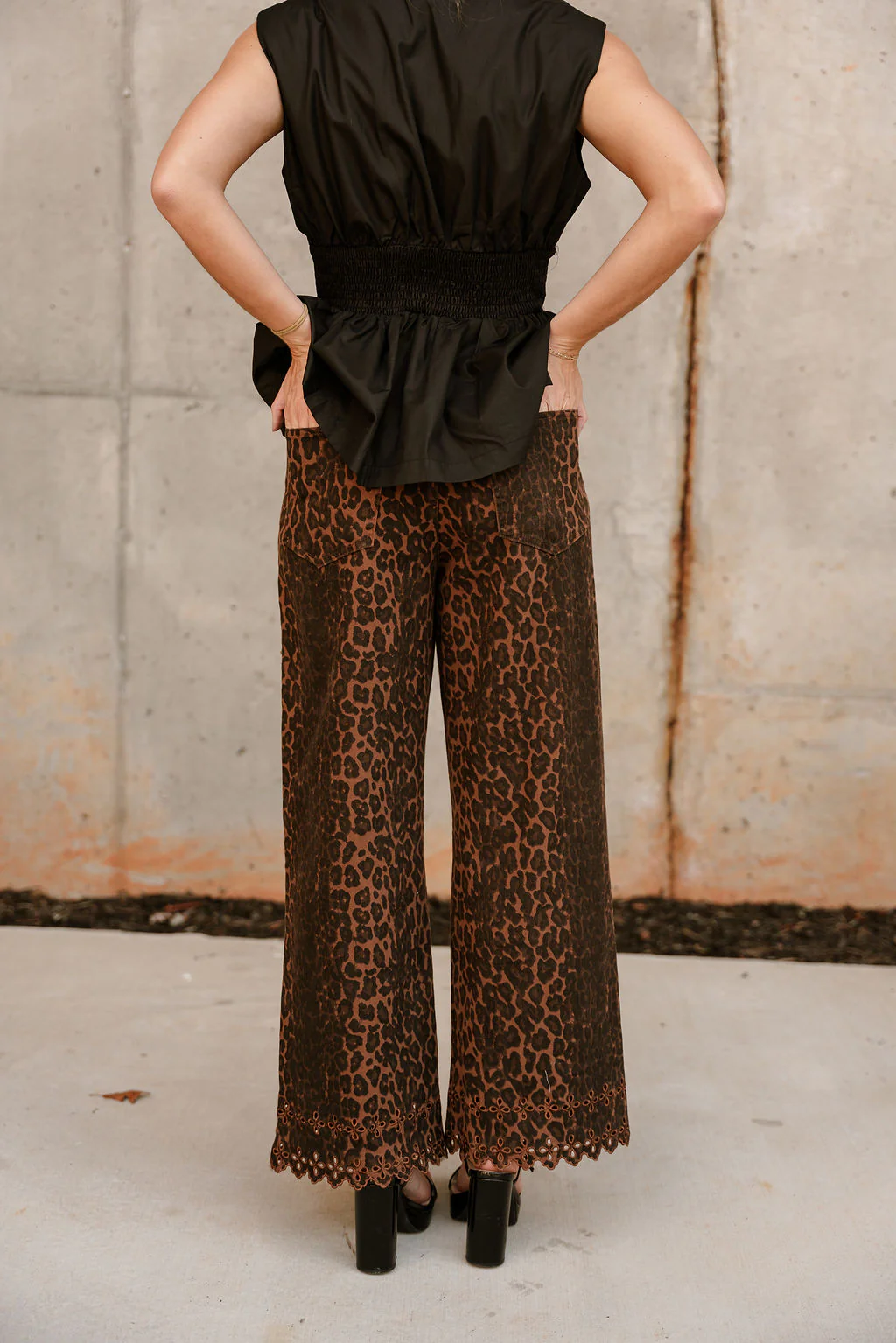 Asheville Cheetah Eyelet Wide Leg Jeans - Image 6