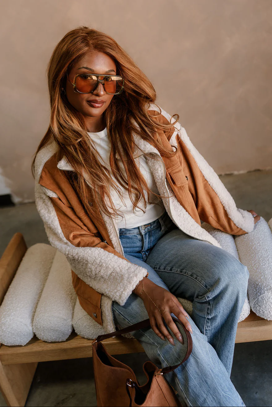 Ashland Camel Suede & Sherpa Jacket