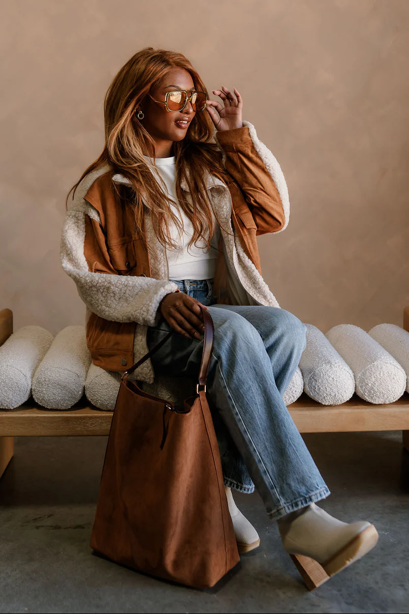 Ashland Camel Suede & Sherpa Jacket - Image 2