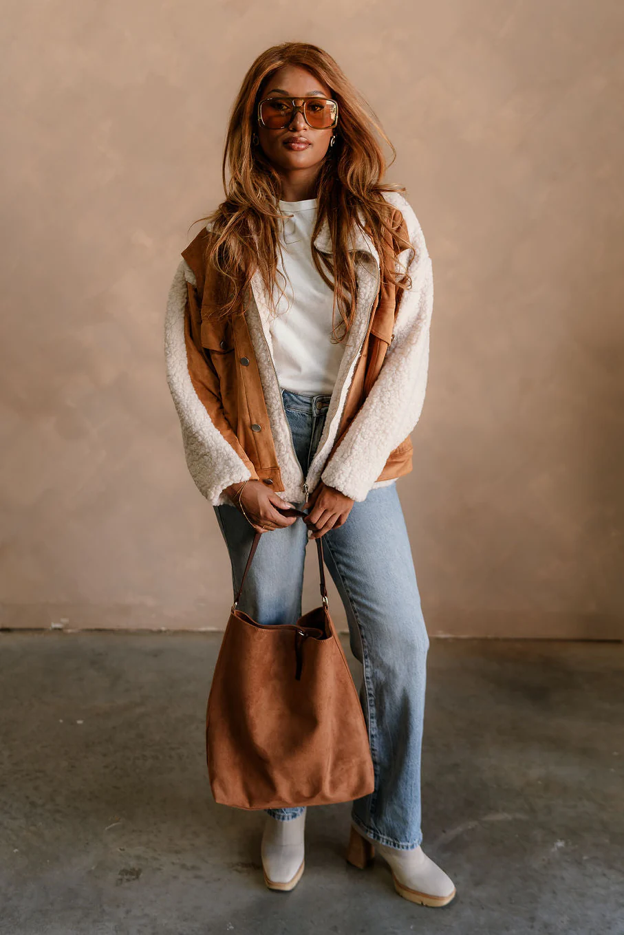 Ashland Camel Suede & Sherpa Jacket - Image 3
