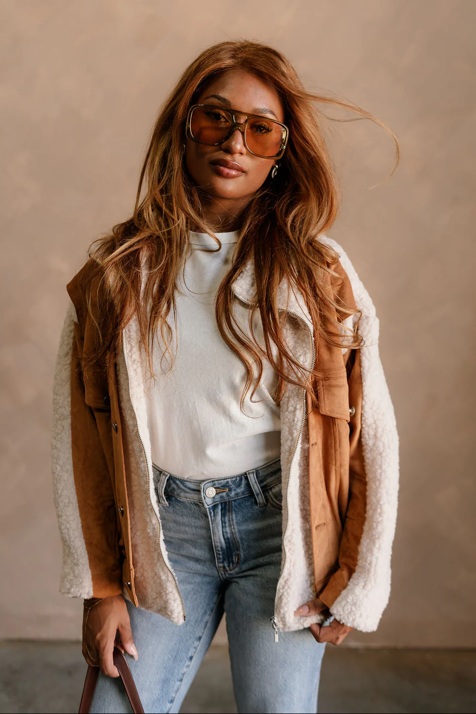 Ashland Camel Suede & Sherpa Jacket - Image 4