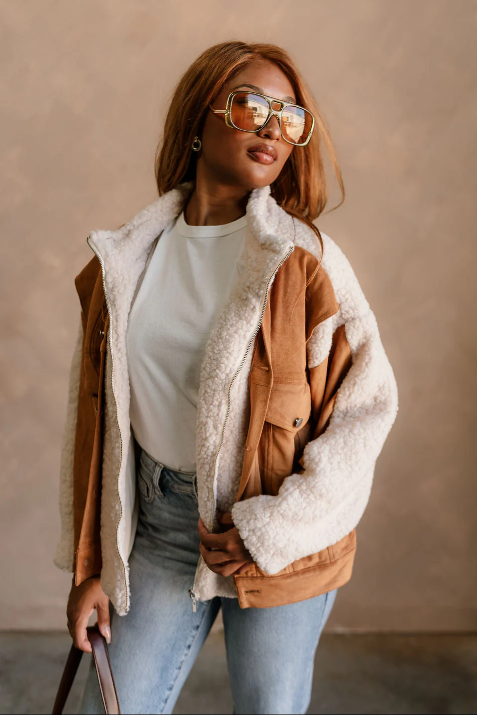 Ashland Camel Suede & Sherpa Jacket - Image 5