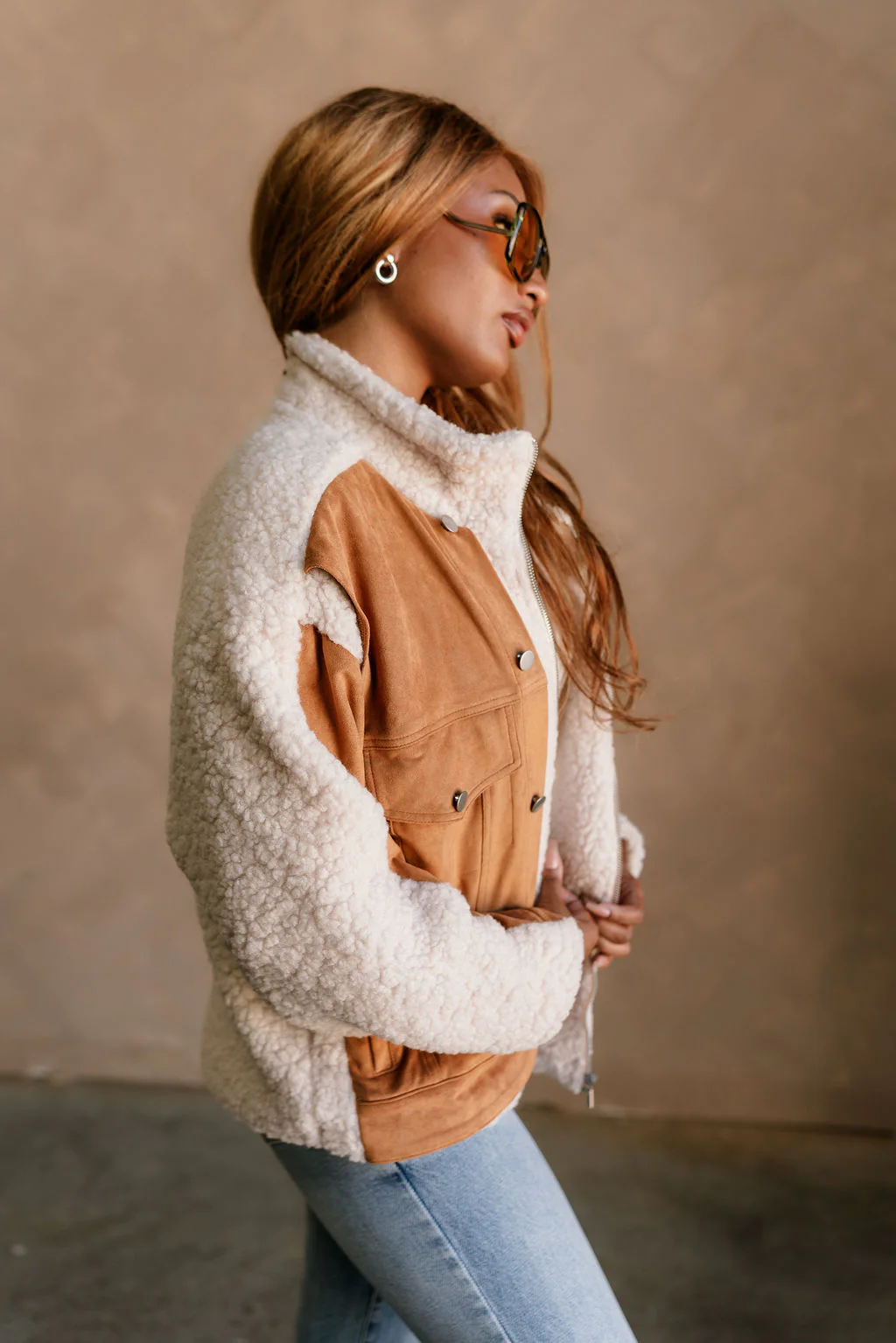 Ashland Camel Suede & Sherpa Jacket - Image 7