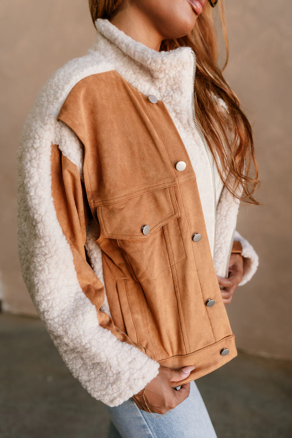 Ashland Camel Suede & Sherpa Jacket - Image 8