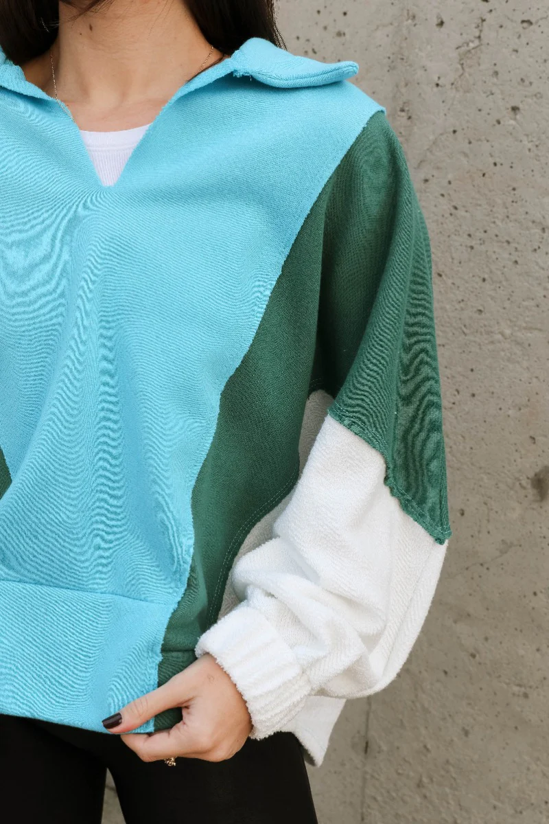 Ashley Blue Multi Color Block Sweatshirt - Image 3