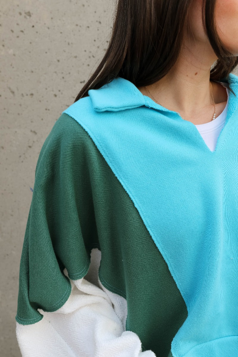 Ashley Blue Multi Color Block Sweatshirt - Image 4