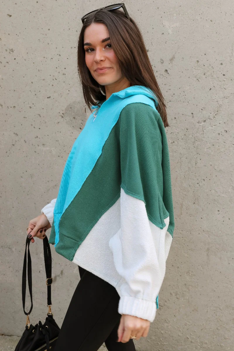 Ashley Blue Multi Color Block Sweatshirt - Image 5