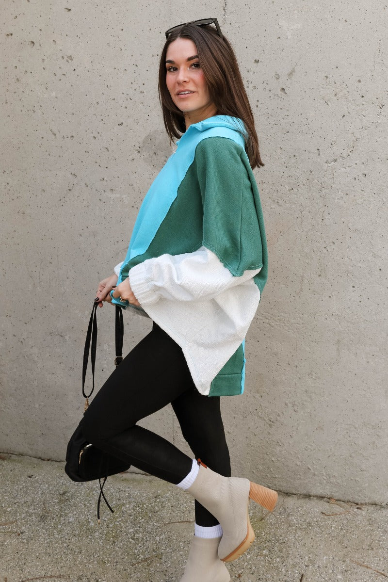 Ashley Blue Multi Color Block Sweatshirt - Image 6
