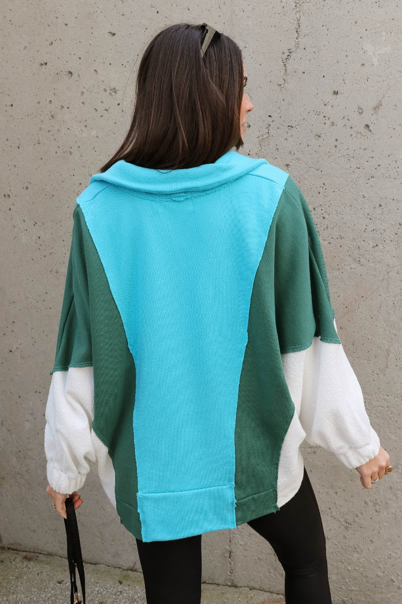 Ashley Blue Multi Color Block Sweatshirt - Image 7