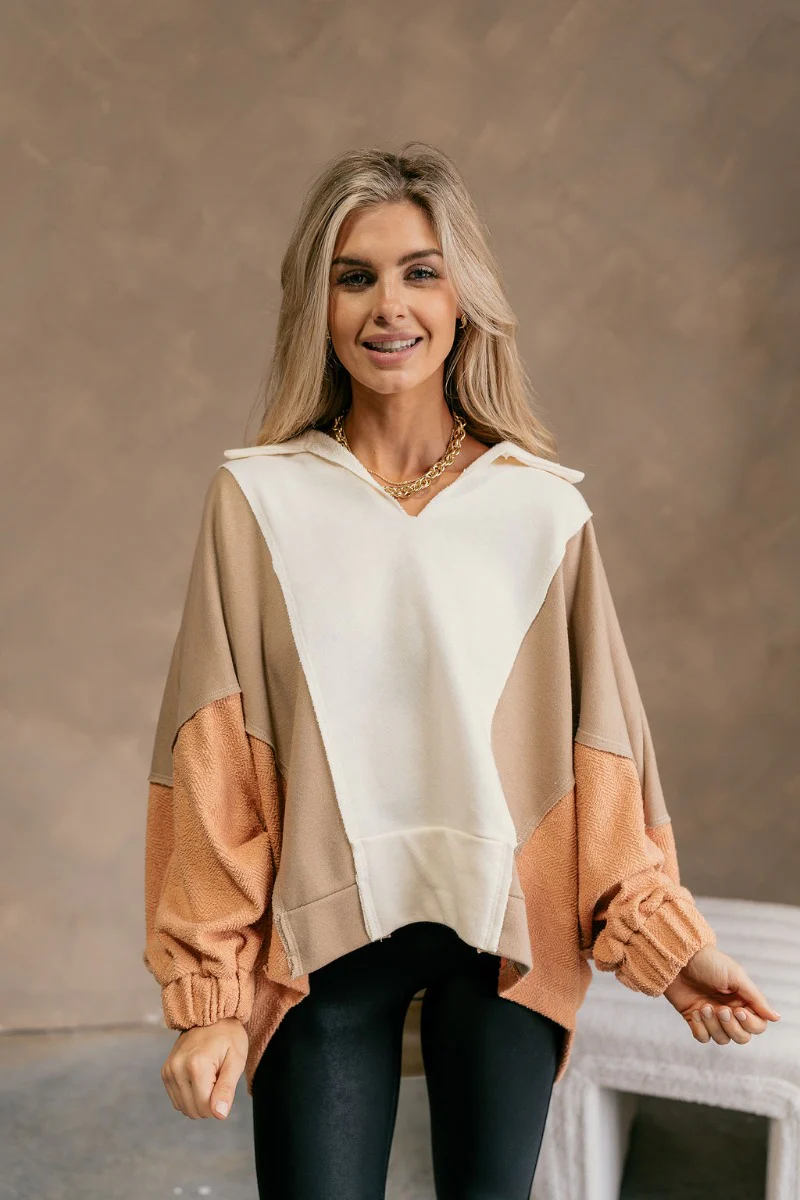 Ashley Neutral Color Block Sweatshirt