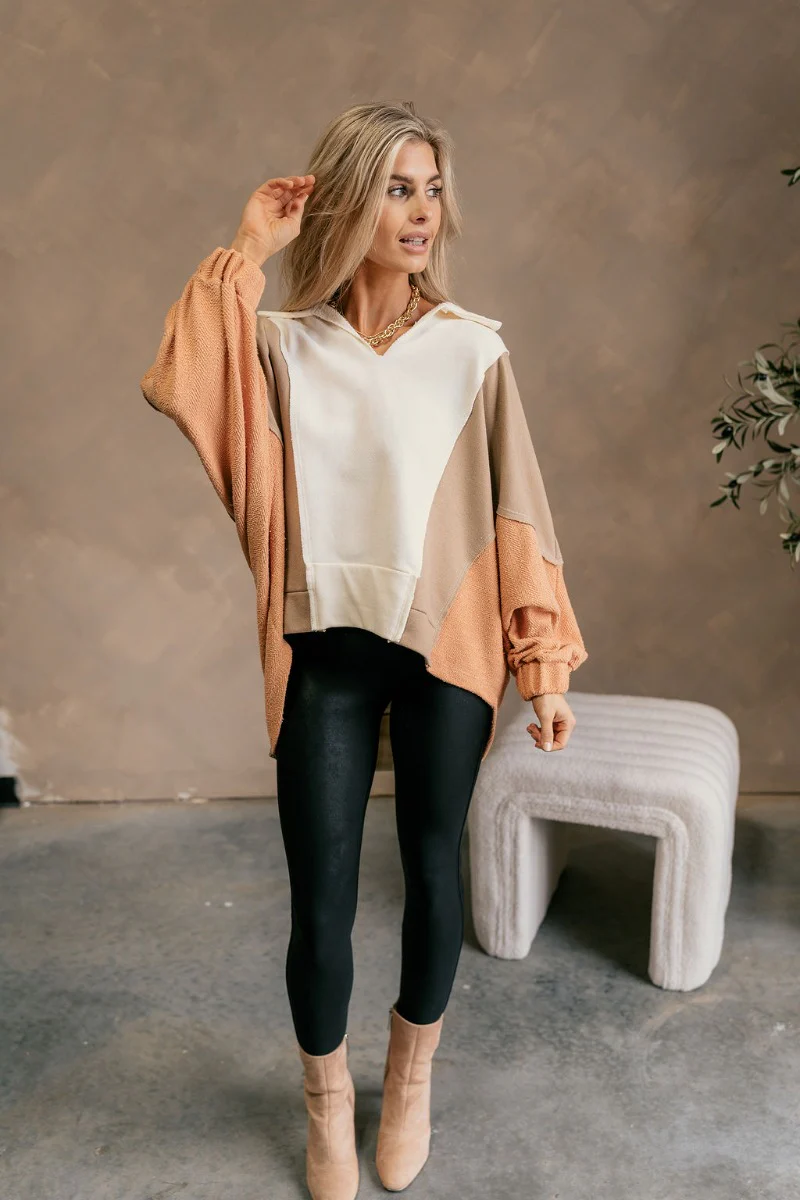 Ashley Neutral Color Block Sweatshirt - Image 2