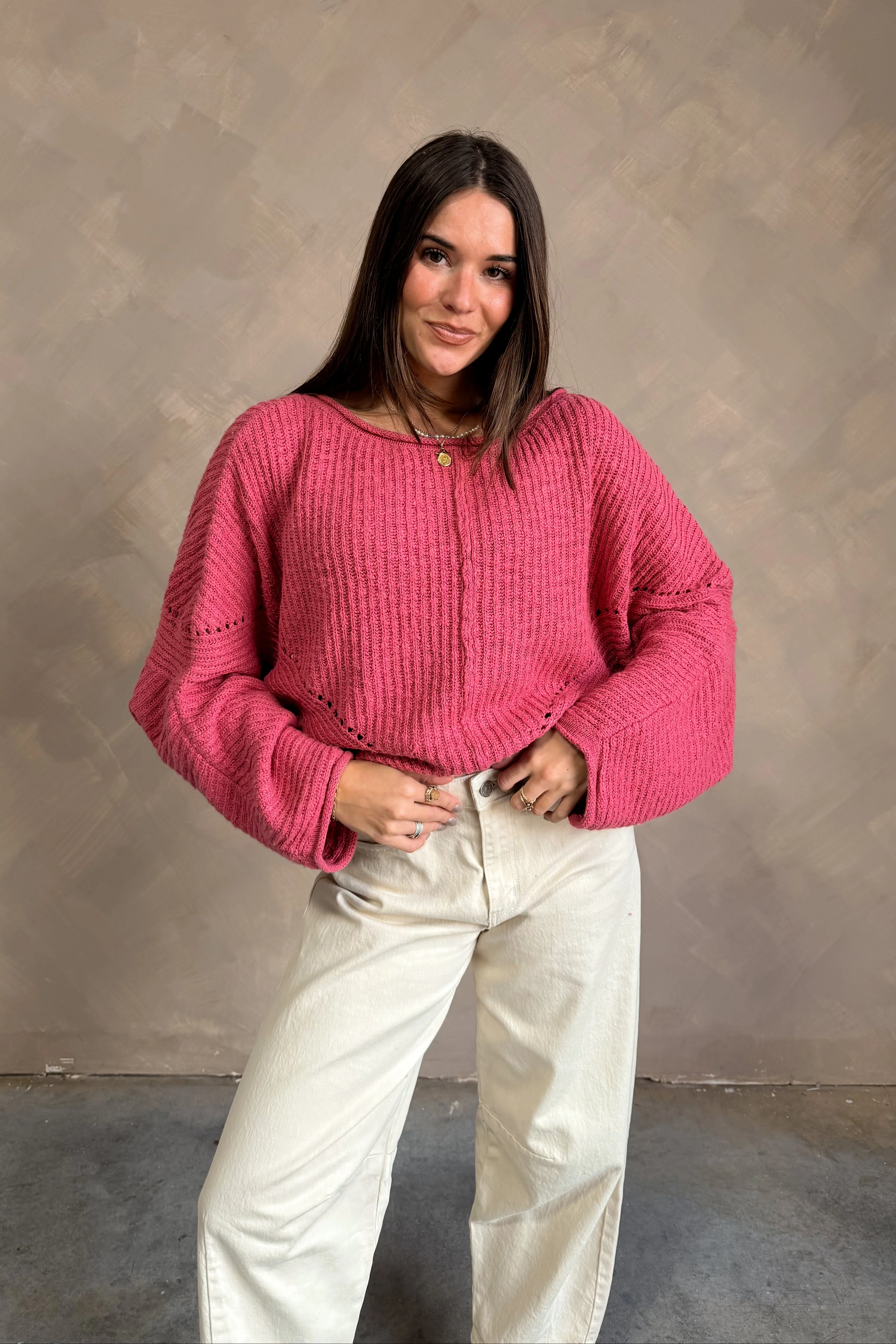 Ashley Rose Pink Knit Sweater - Image 3