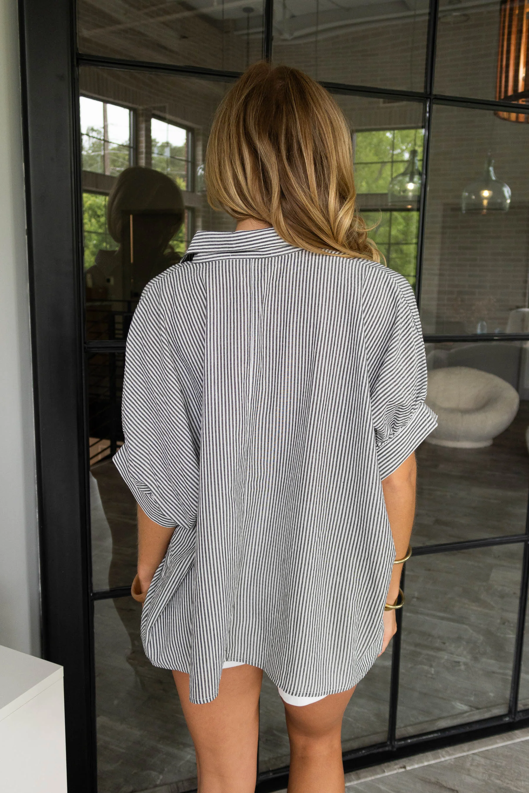 Ashton Black & White Striped Button-Up Top - Image 4