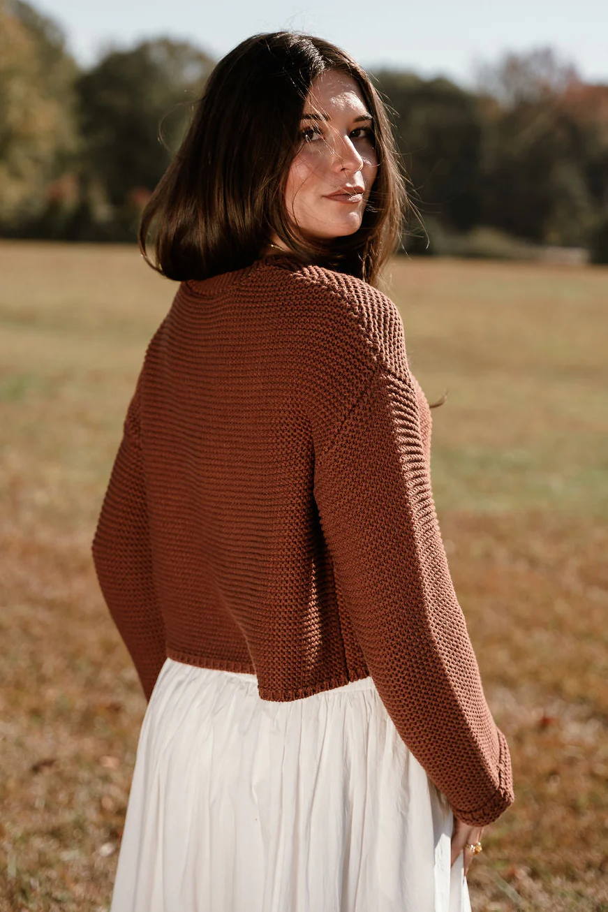 Ashton Brown Knit Cropped Sweater - Image 7