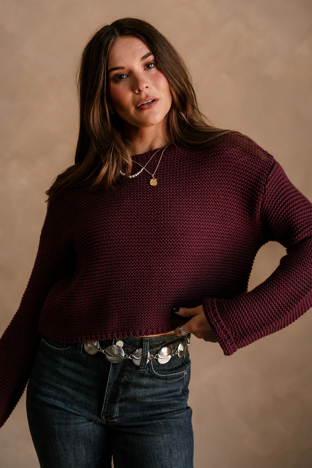 Ashton Purple Knit Cropped Sweater