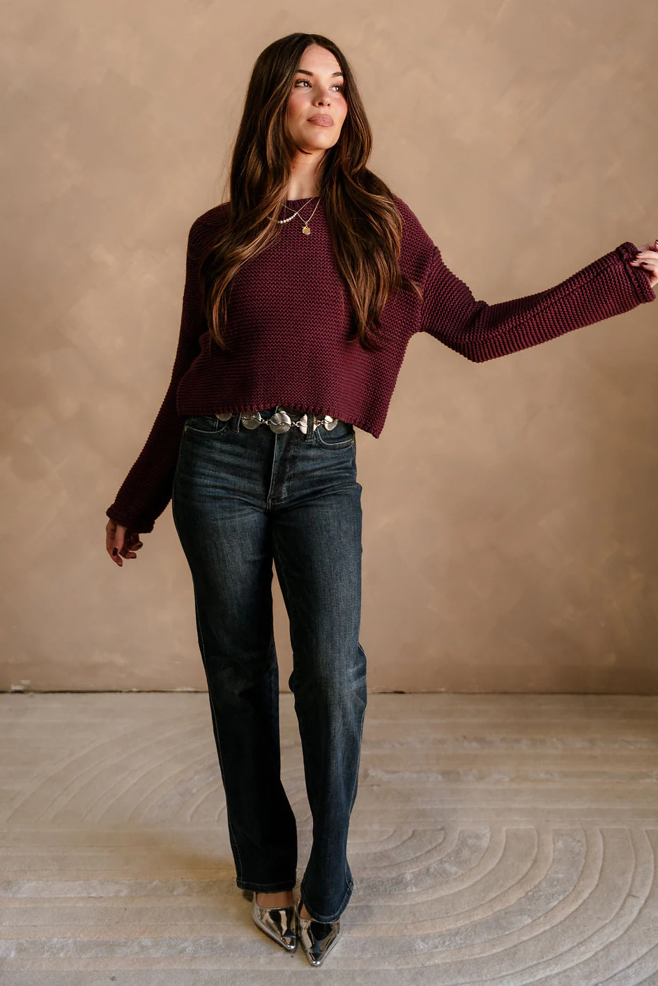 Ashton Purple Knit Cropped Sweater - Image 3