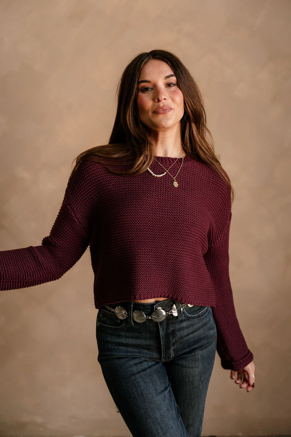 Ashton Purple Knit Cropped Sweater - Image 4